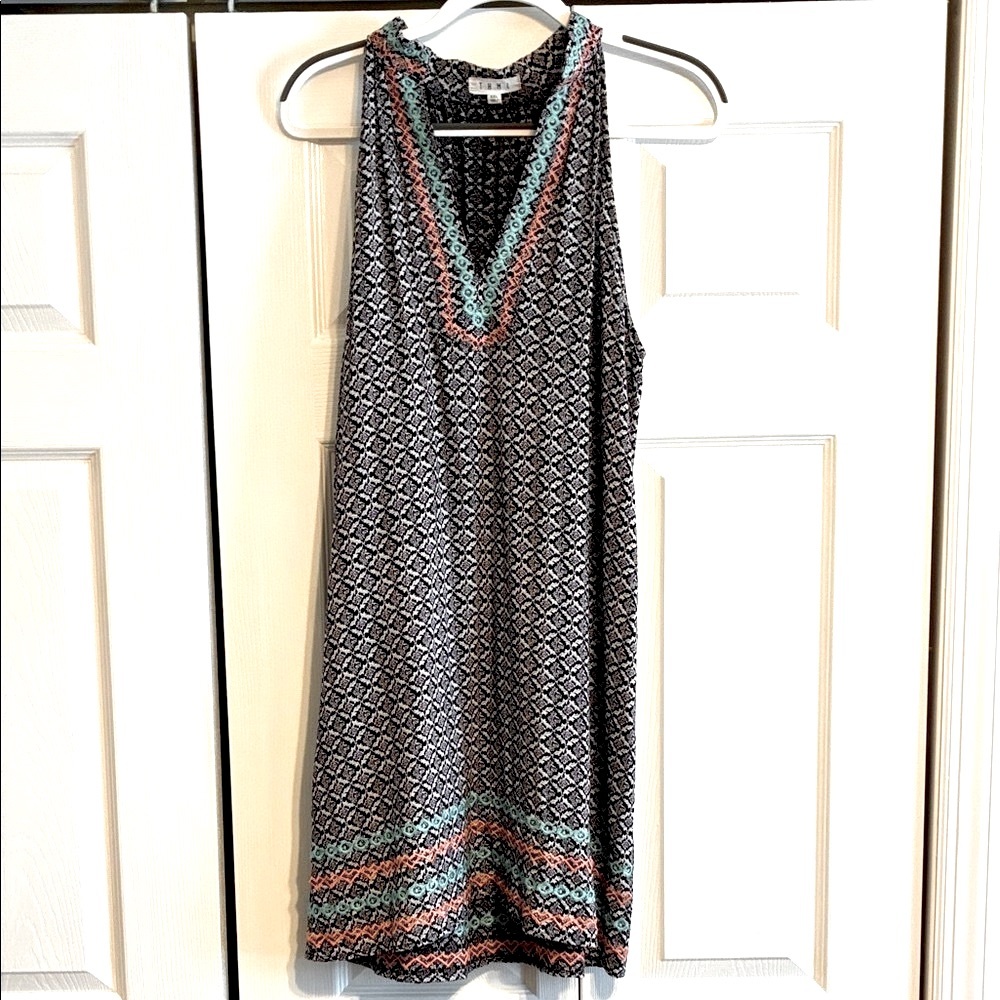 THML Black and Teal Geometric Mini Dress